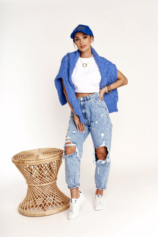 Tenisky z pravej kože BIG STAR BB274211 biela a tmavomodrá