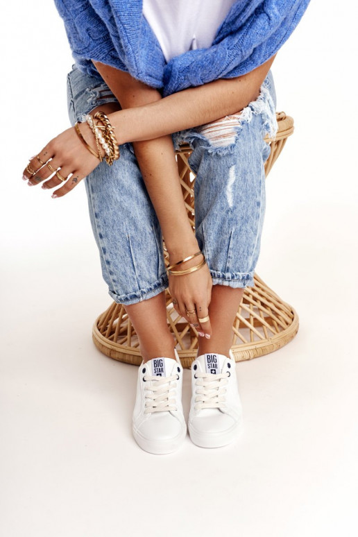 Tenisky z pravej kože BIG STAR BB274211 biela a tmavomodrá