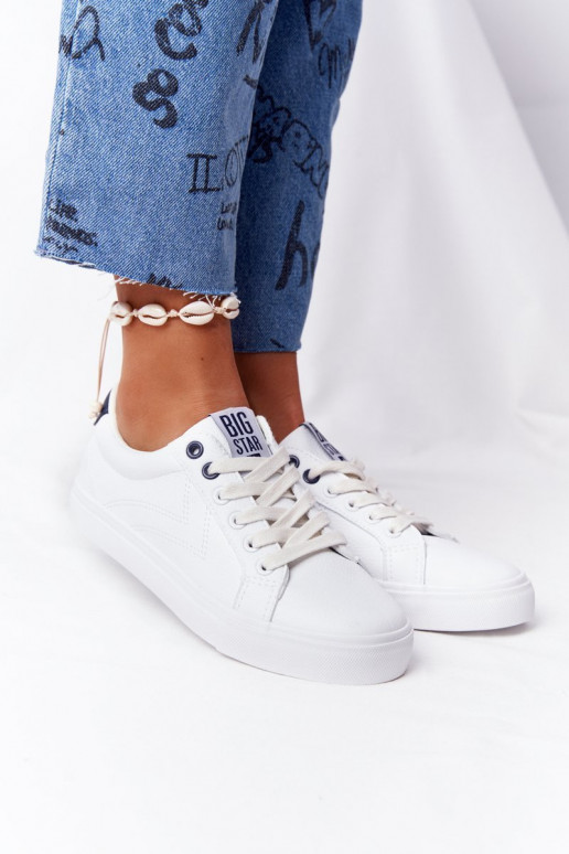 Tenisky z pravej kože BIG STAR BB274211 biela a tmavomodrá