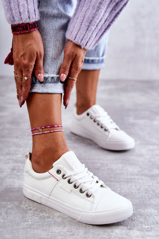 Nízka Dámske kožené tenisky Big Star KK274005 biela farba