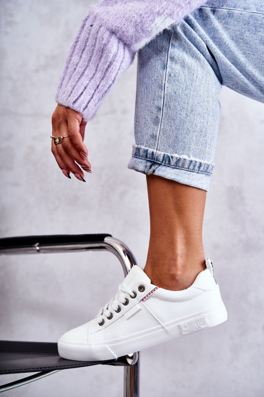 Nízka Dámske kožené tenisky Big Star KK274005 biela farba