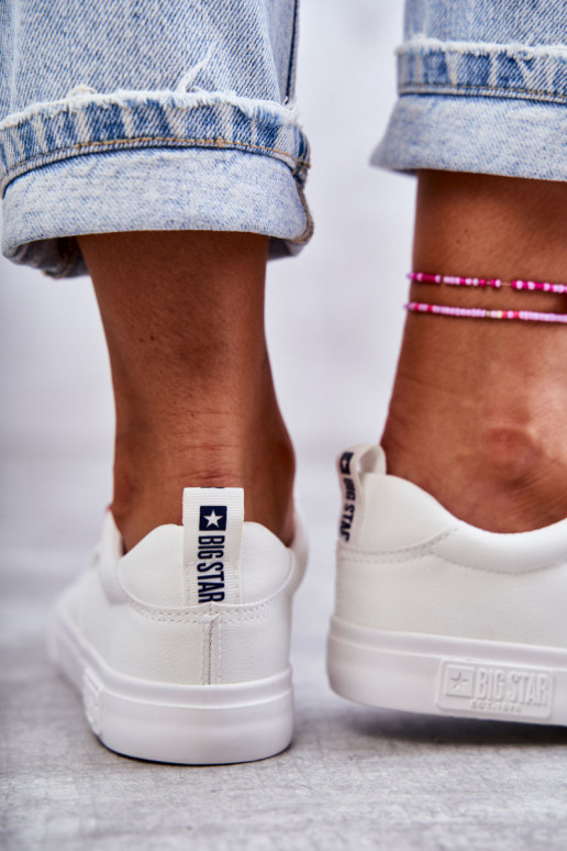 Nízka Dámske kožené tenisky Big Star KK274005 biela farba