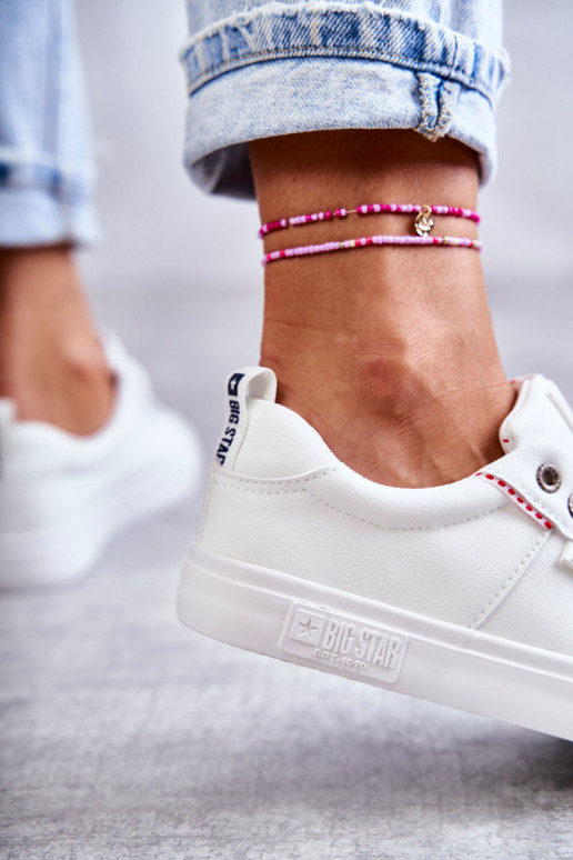 Nízka Dámske kožené tenisky Big Star KK274005 biela farba