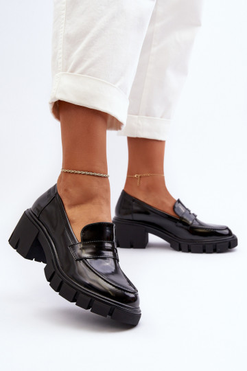 dámske mokasíny Zapnuté masívnych opätkoch Big Star NN274055 čierna