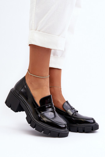 dámske mokasíny Zapnuté masívnych opätkoch Big Star NN274055 čierna 2