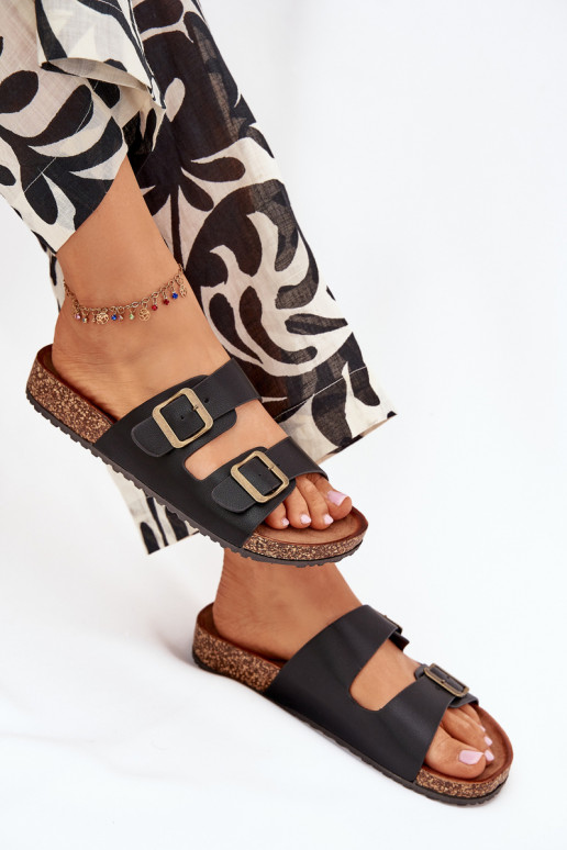 Dámske Papuče s platformou s prackami čierna Vesina