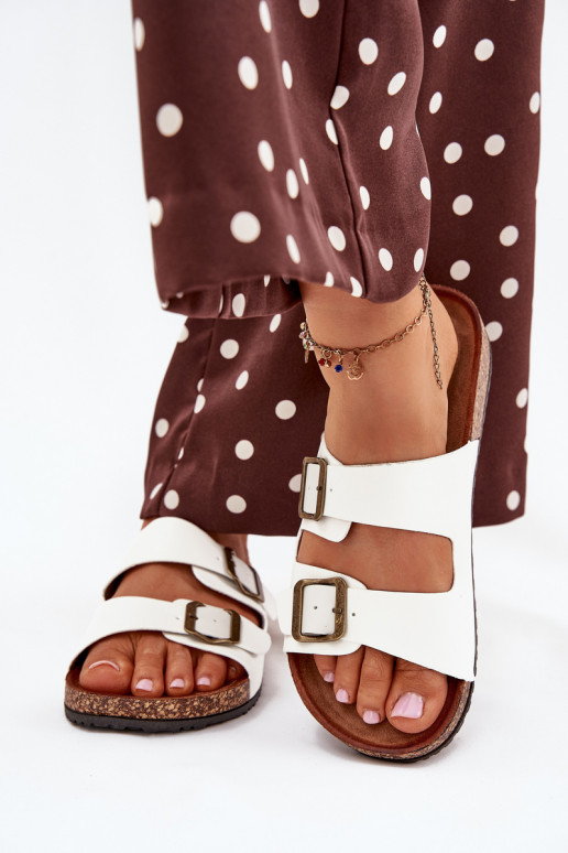 Dámske Papuče s platformou s prackami biela farba Vesina