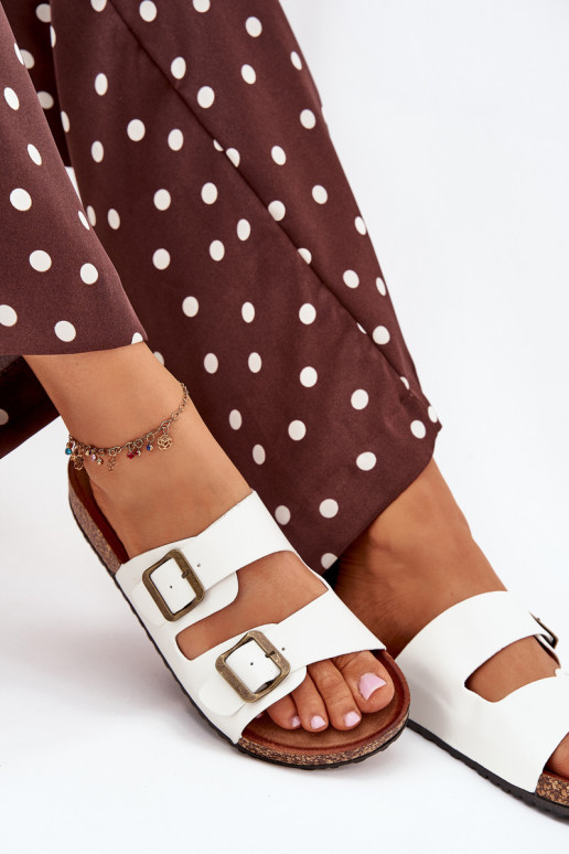 Dámske Papuče s platformou s prackami biela farba Vesina