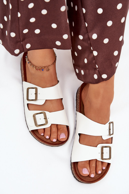 Dámske Papuče s platformou s prackami biela farba Vesina