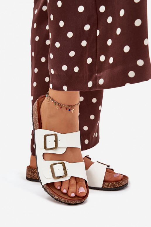 Dámske Papuče s platformou s prackami biela farba Vesina