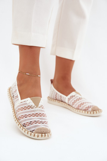 espadrilky z čipky Dámske s mriežkou biela farba Faylira 2