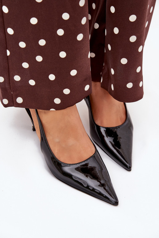 s lakovým efektom Topánky s tenkými podpätkami s otvorenou pätou čierna Talira s lakovým efektom Topánky s tenkými podpätkami s otvorenou pätou čierna Talira