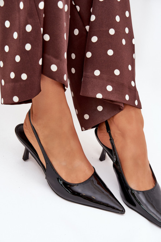 s lakovým efektom Topánky s tenkými podpätkami s otvorenou pätou čierna Talira s lakovým efektom Topánky s tenkými podpätkami s otvorenou pätou čierna Talira