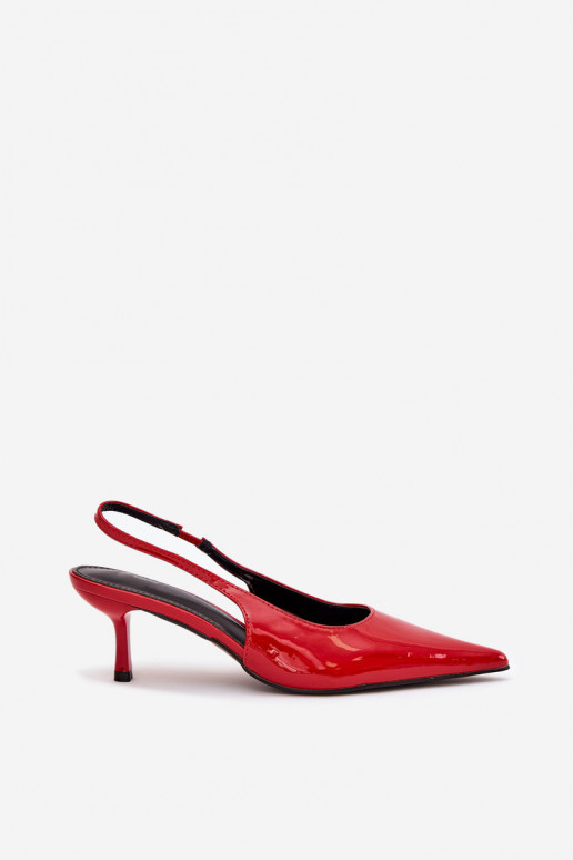 s lakovým efektom Topánky s tenkými podpätkami s otvorenou pätou červená Talira s lakovým efektom Topánky s tenkými podpätkami s otvorenou pätou červená Talira