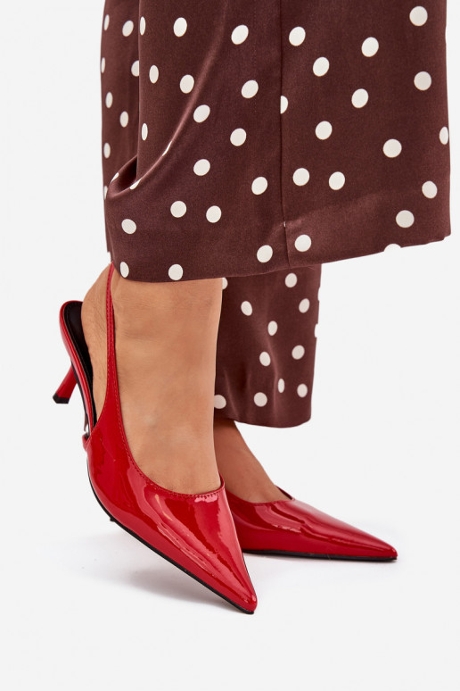 s lakovým efektom Topánky s tenkými podpätkami s otvorenou pätou červená Talira s lakovým efektom Topánky s tenkými podpätkami s otvorenou pätou červená Talira
