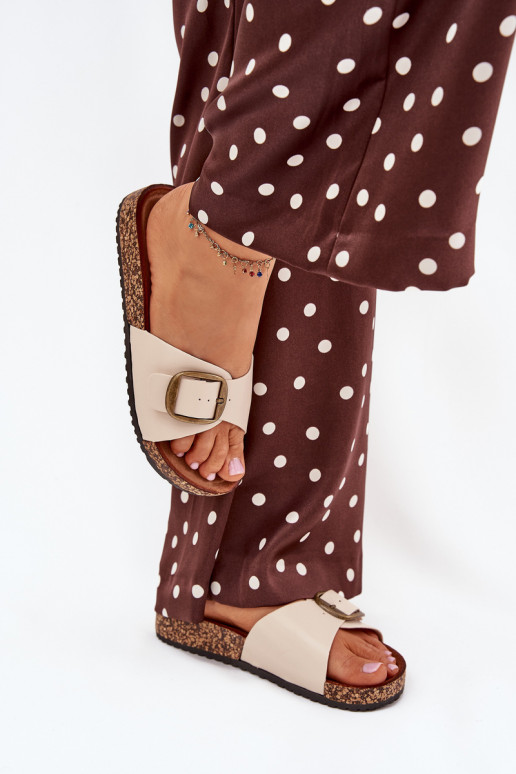 Dámske papuče s platformou s prackami béžová Vianara