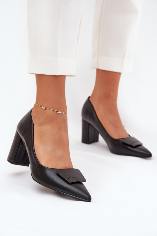 Topánky s podpätkami s ozdobami čierna Celira Topánky s podpätkami s ozdobami čierna Celira