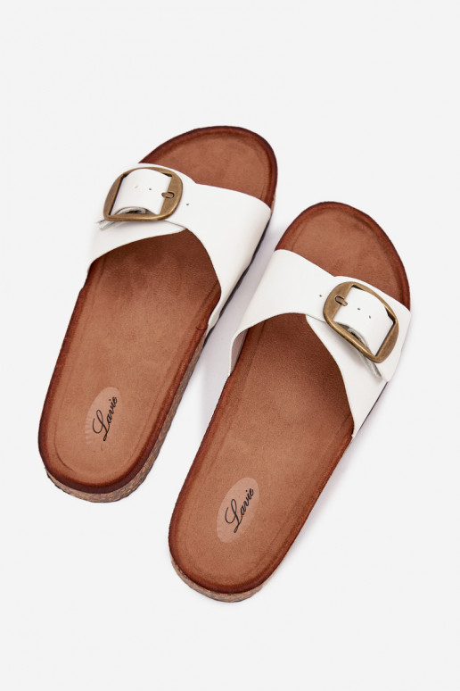 Dámske papuče s platformou s prackami biela farba Vianara