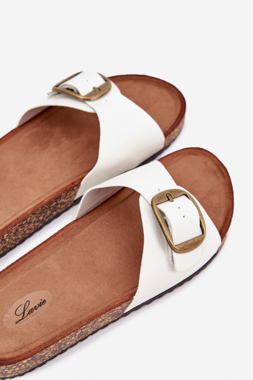 Dámske papuče s platformou s prackami biela farba Vianara