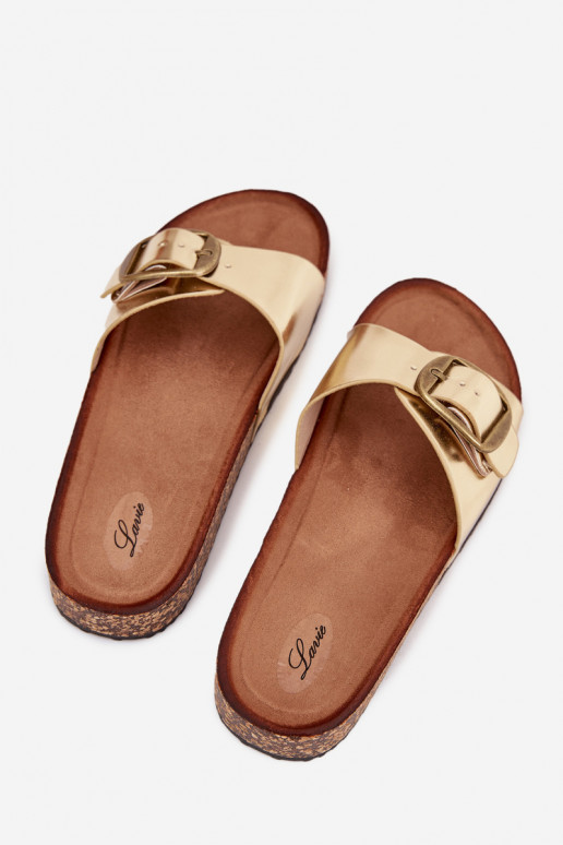 Dámske papuče s platformou s prackami zlatej farby Vianara