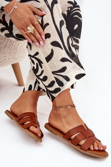 Dámske papuče so širokými podpätkami Hnedá farba Mirona