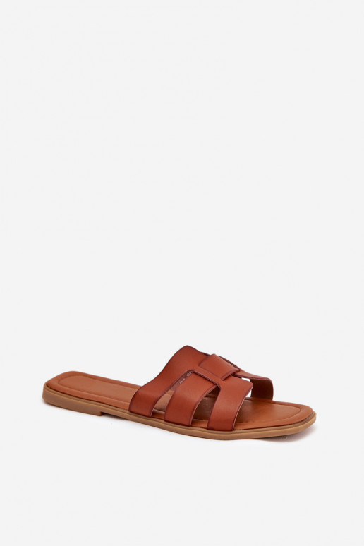 Dámske papuče so širokými podpätkami Hnedá farba Mirona