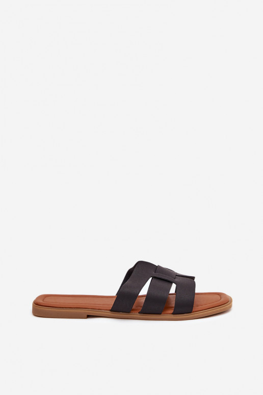 Dámske papuče so širokými podpätkami čierna Mirona