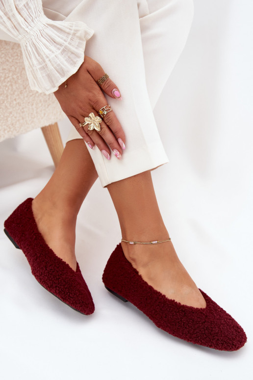 Balerínky Dámske s kožušinou Typu Baranek bordová Zimira