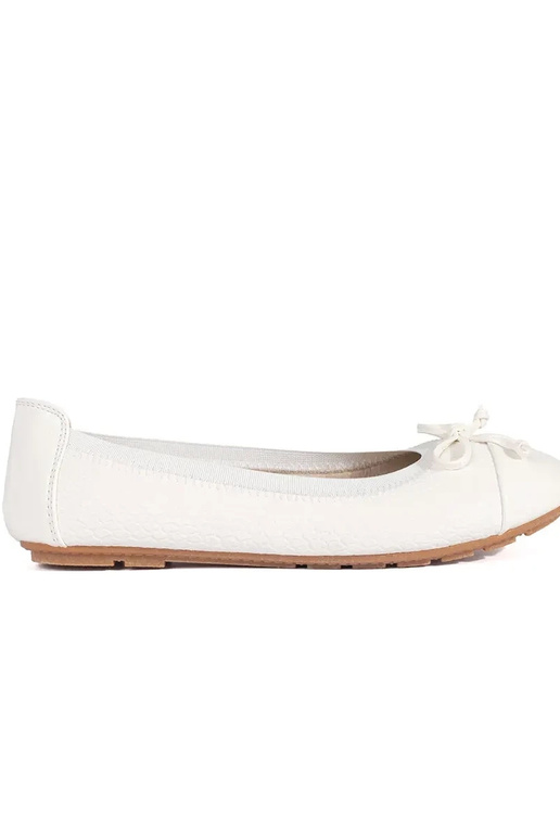 biela farba lakované balerínky s lukom