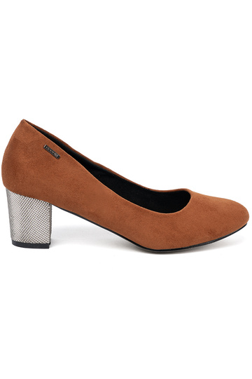 Hnedá farba Vysoké opätky z ozdobnym striebrom obcasem 2