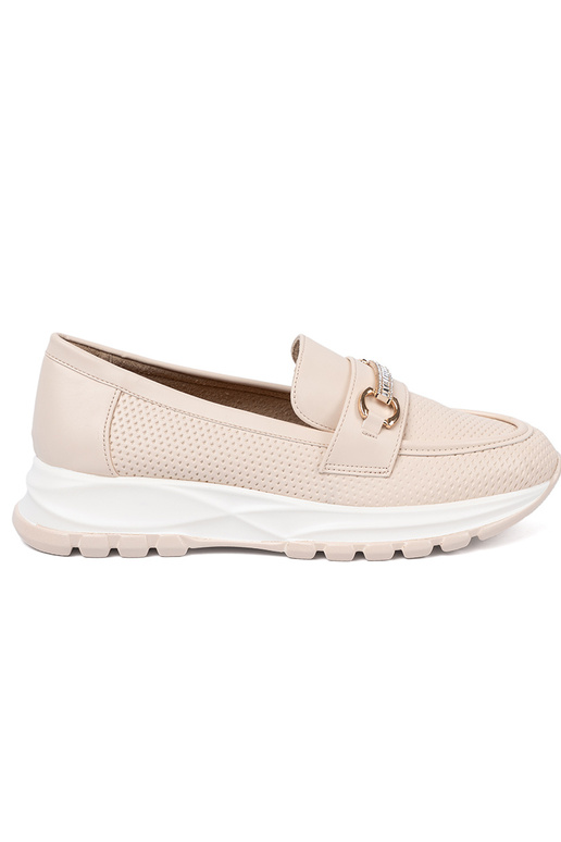 slonovina Dámske mokasíny z dekoracyjnym zlatám elementem