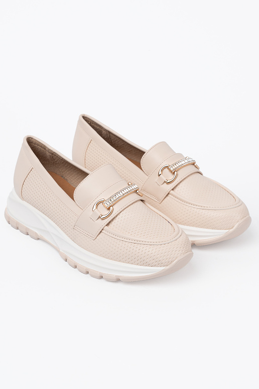 slonovina Dámske mokasíny z dekoracyjnym zlatám elementem