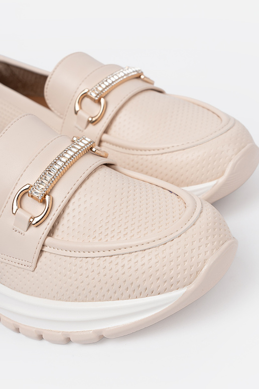 slonovina Dámske mokasíny z dekoracyjnym zlatám elementem