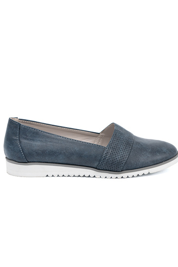 tmavomodrá Dámske mokasíny na bielej podrážke 2