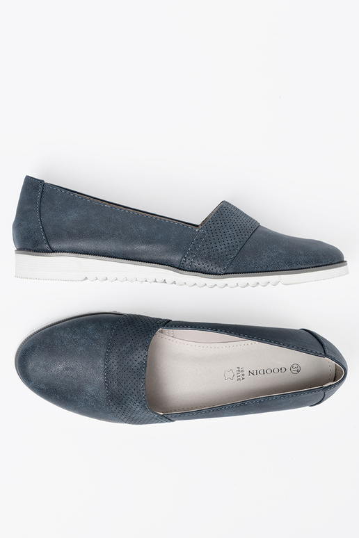 tmavomodrá Dámske mokasíny na bielej podrážke