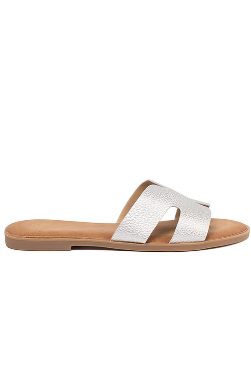 strieborná farba papuče dámske z Inycięciami