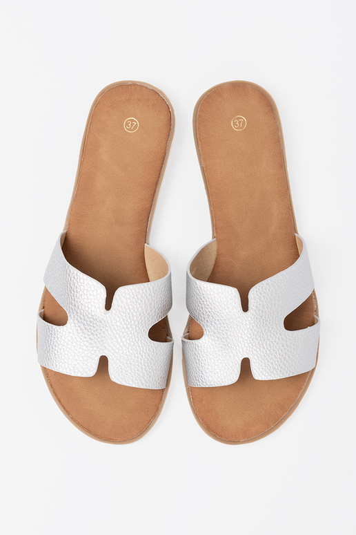 strieborná farba papuče dámske z Inycięciami