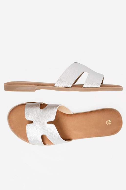 strieborná farba papuče dámske z Inycięciami