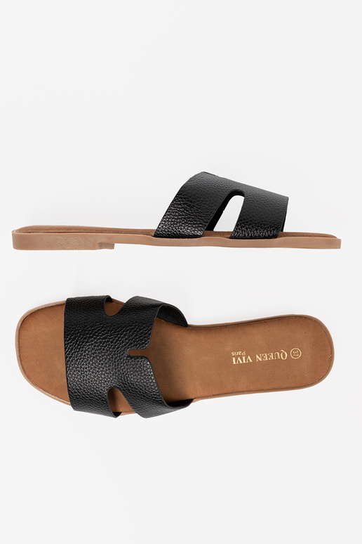 čierna papuče dámske z eko kože