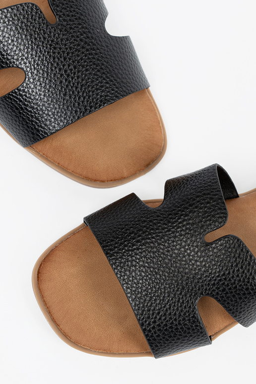 čierna papuče dámske z eko kože