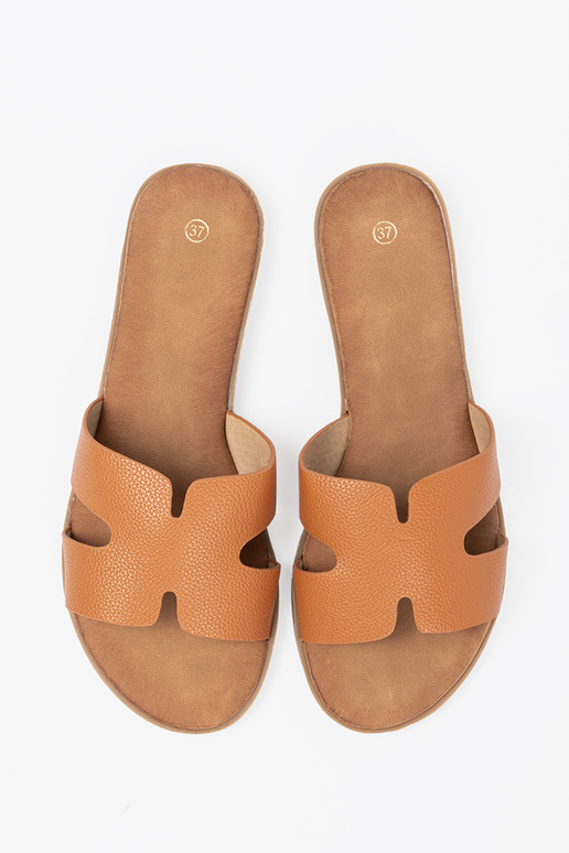 karamelové farby papuče dámske z Inycięciami