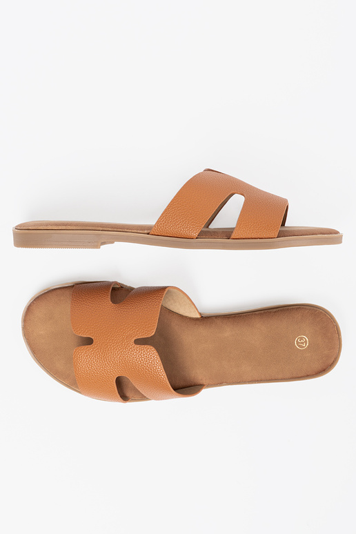 karamelové farby papuče dámske z Inycięciami