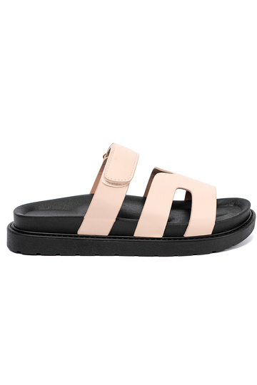 béžová papuče s popruhmi Suchý zips 2