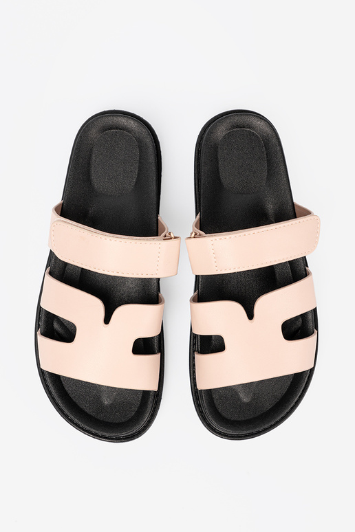 béžová papuče s popruhmi Suchý zips