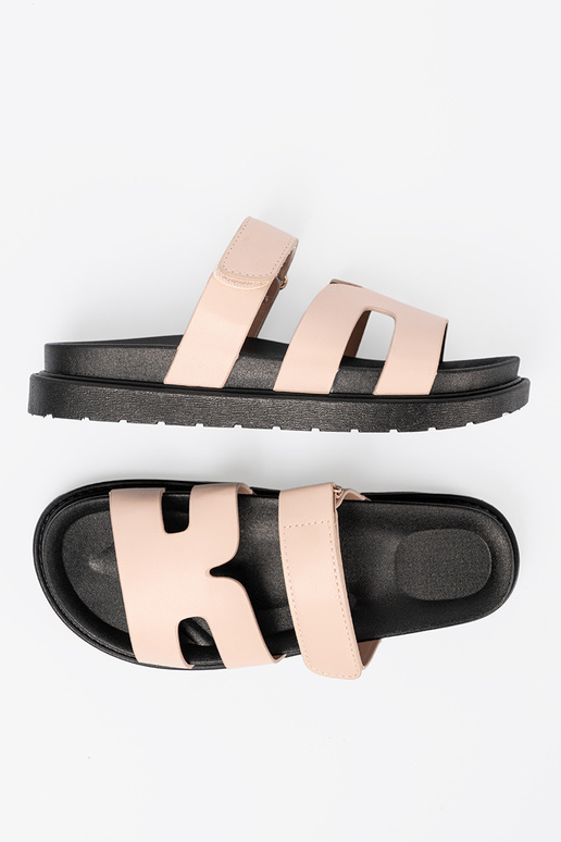 béžová papuče s popruhmi Suchý zips