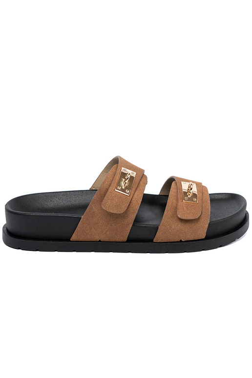 JansnoHnedá farba papuče dámske ze zlatámi InstaInkami