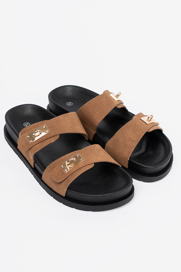 JansnoHnedá farba papuče dámske ze zlatámi InstaInkami