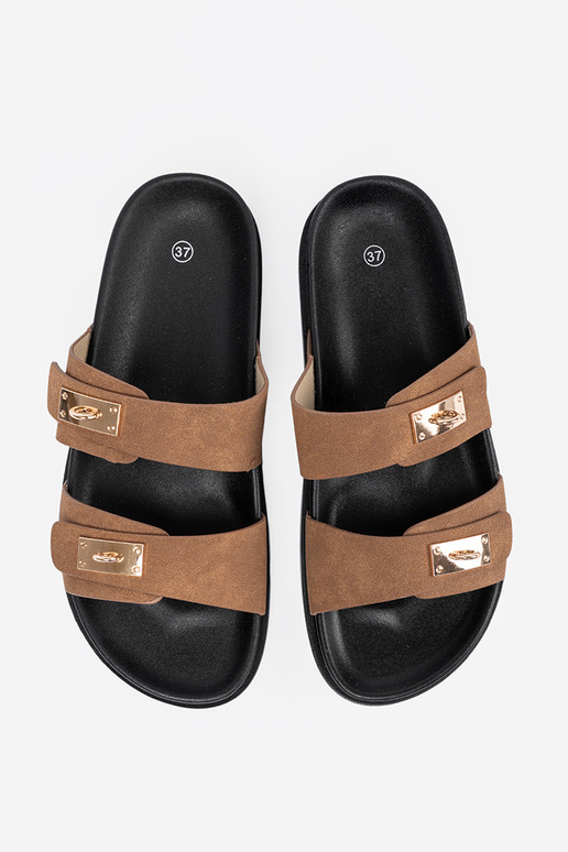 JansnoHnedá farba papuče dámske ze zlatámi InstaInkami