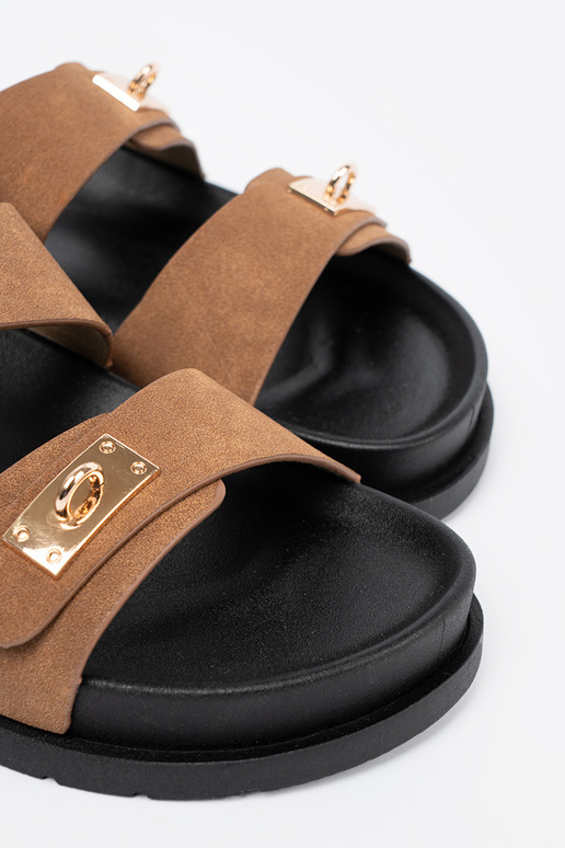 JansnoHnedá farba papuče dámske ze zlatámi InstaInkami