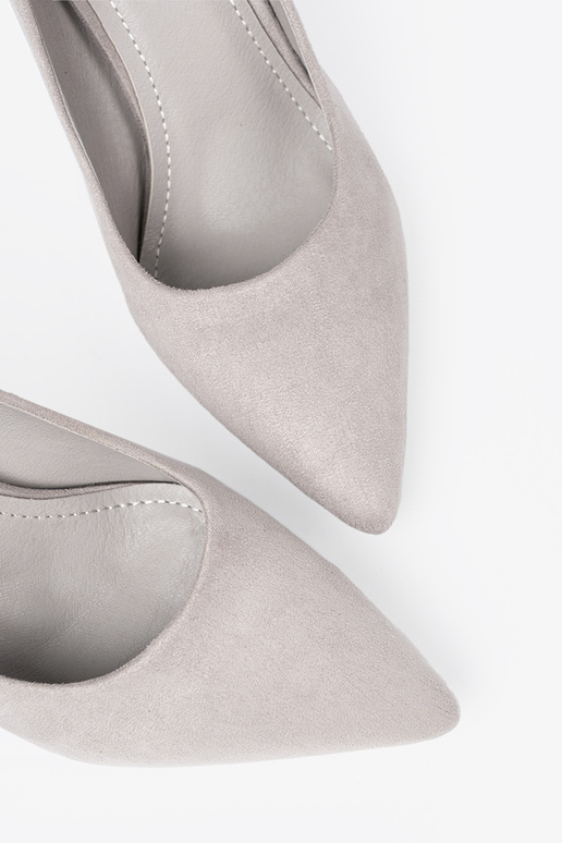 Klasický model sivá Vysoké opätky zo semišu na vysokých opätkoch